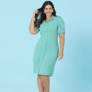 Vestido Midi  Manga Bufante Acinturado 51451