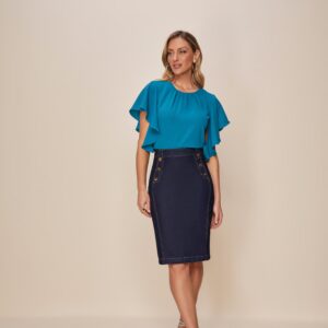 Blusa Crepe Azul Petroleo 27305