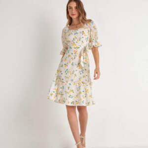 Vestido Evasê Crepe Estampado Flores 810808